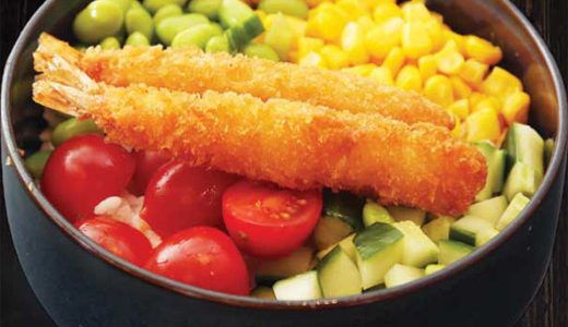 Poke bowl tempura crevette